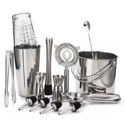 Cocktail Shaker Bar Set Rvs Lounge Cup Boston Shaker Cocktail Shaker: set 4-14pcs