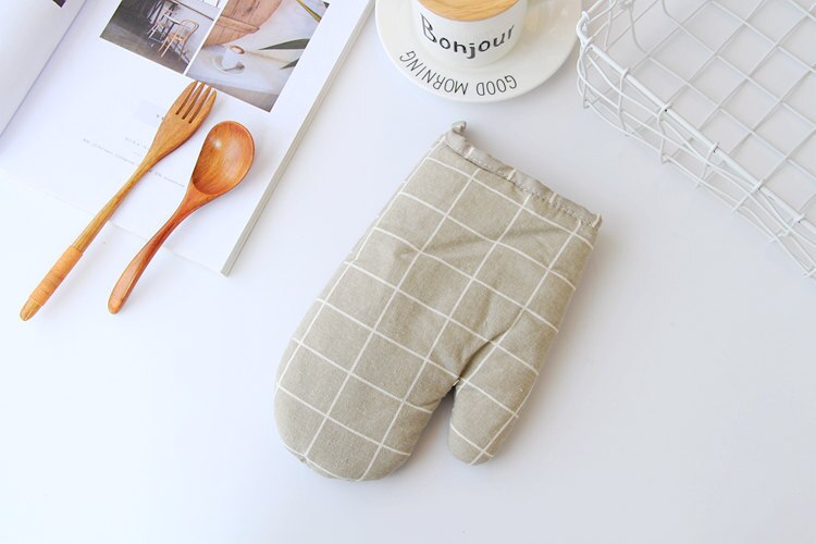 FOURETAW 1 Stück Nette Gelb Grau Baumwolle nordisch Küche Kochen mikrowelle handschuhe backen BBQ topflappen Backofen Handschuhe: I