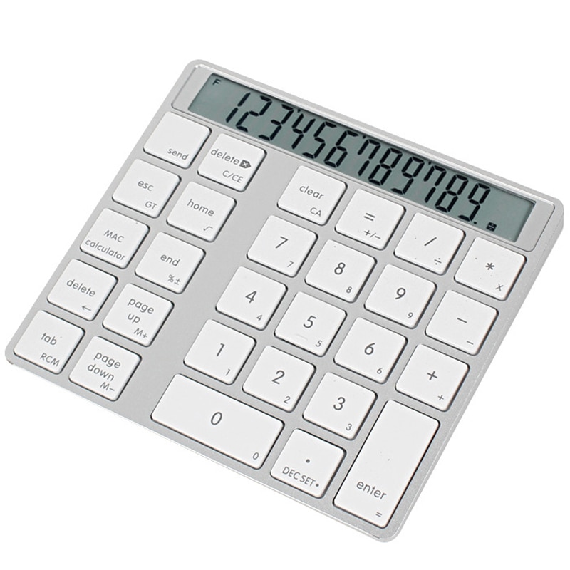 Bluetooth 2- i -1 numerisk tastatur kalkulator vise bryter ladekalkulator bærbar minidatamaskin