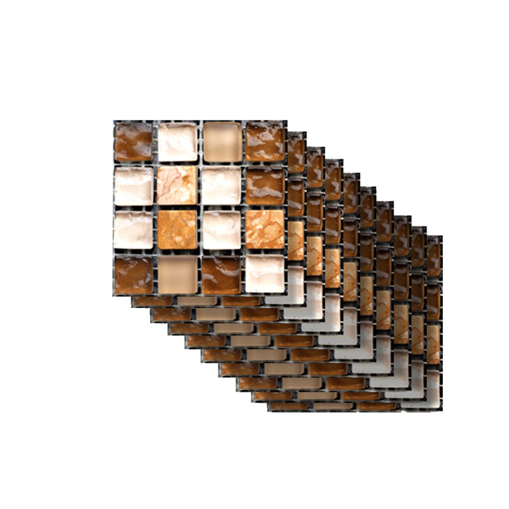 10 stücke 3d Mosaik Wasserdicht Schlecht Küche Zauberstab Aufkleber Pvc Tapete Diy Selbst Klebe Zauberstab Dekor Fliesen Aufkleber 10*10cm # y30: B
