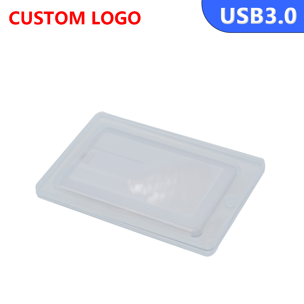 Cartão de crédito USB 3.0 Pendrives 32GB 64GB Memory Stick Cartão de banco de plástico USB Flash Drive 8GB Presentes de casamento (mais de 10pcs logotipo grátis): Preto / 8 GB