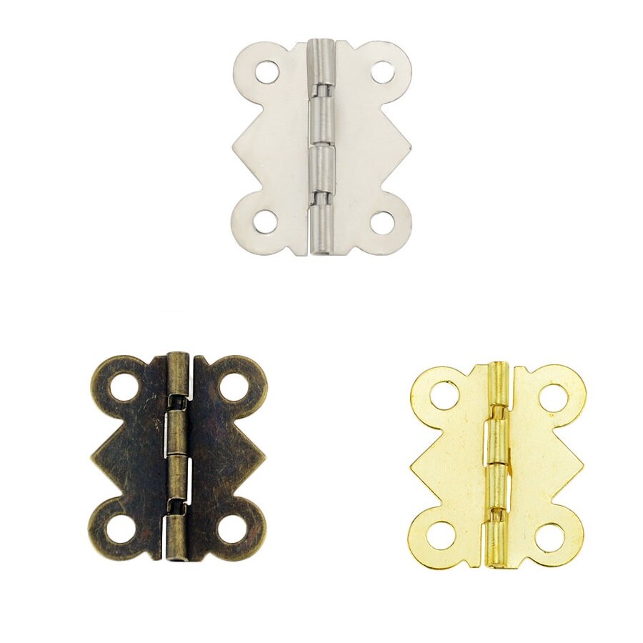 100Pcs/Lot Silver Bronze Gold Iron Butterfly Pattern 90 Degrees Open Hinge With Screw Jewelry Box DIY Handcraft