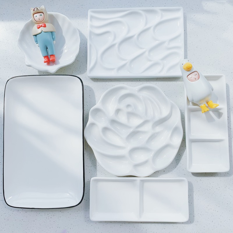 Ceramiczna paleta artysty akwarela gwasz farba ceramiczna paleta biała fala róża typ paleta malowanie dedykowane łatwe robić czyszczenia