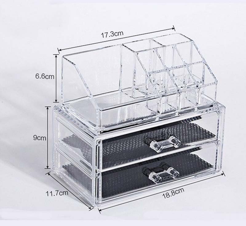Cosmetic Organizer 2-layer Drawers Acrilico Desk Jewelry Organizer Acrylic Makeup Organizer Arrangement Storage Box: 03