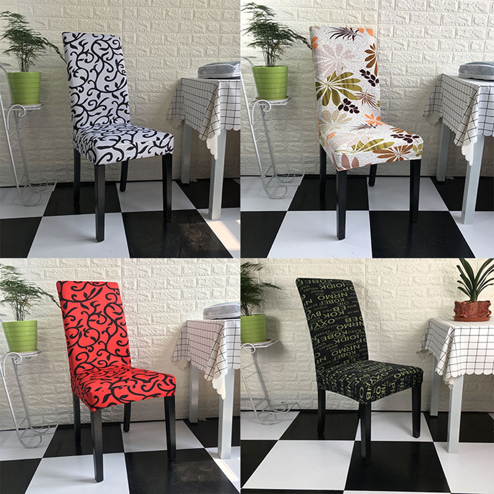 Blumen- Stuhl Abdeckung Essen Elastische Stuhl Abdeckungen Spandex strecken Elastische Büro Stuhl fallen Anti-schmutzig Abnehmbarer Hochzeit Restaurant