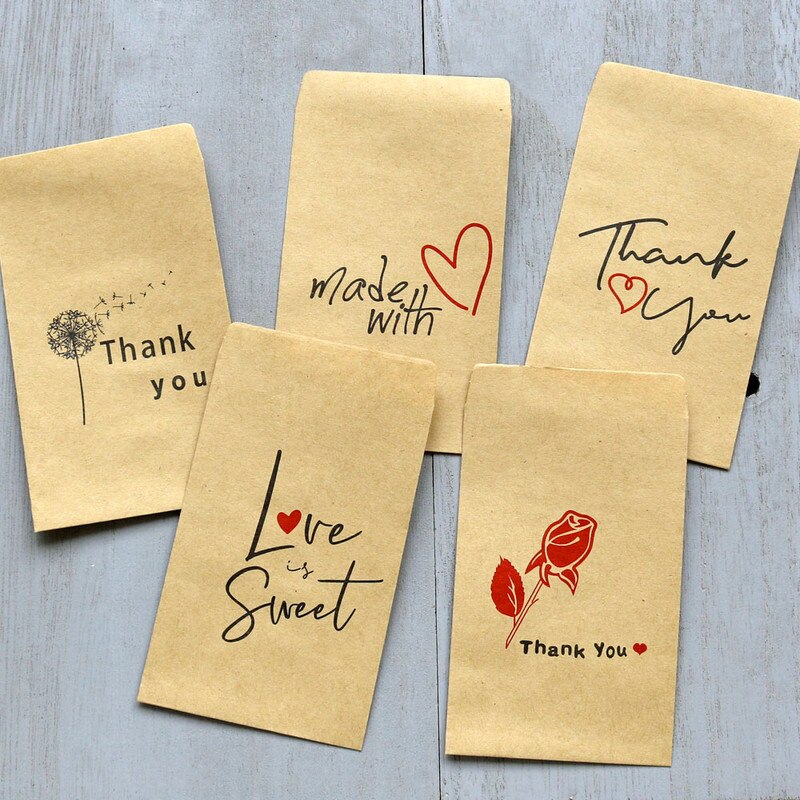 50 stuks Papieren Envelop Set met stickers Vintage Gemaakt met Liefde Mini Kraft Envelop Bruiloft Uitnodiging Envelop