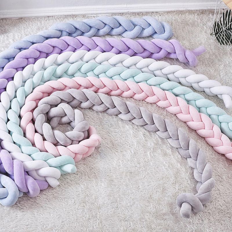 Gevlochten Wieg Bumper Geknoopt Gevlochten Pluche Babybedje Bumper Pasgeboren Kid Bed Slaap Bumper Nursery Cradle Decor Kussen
