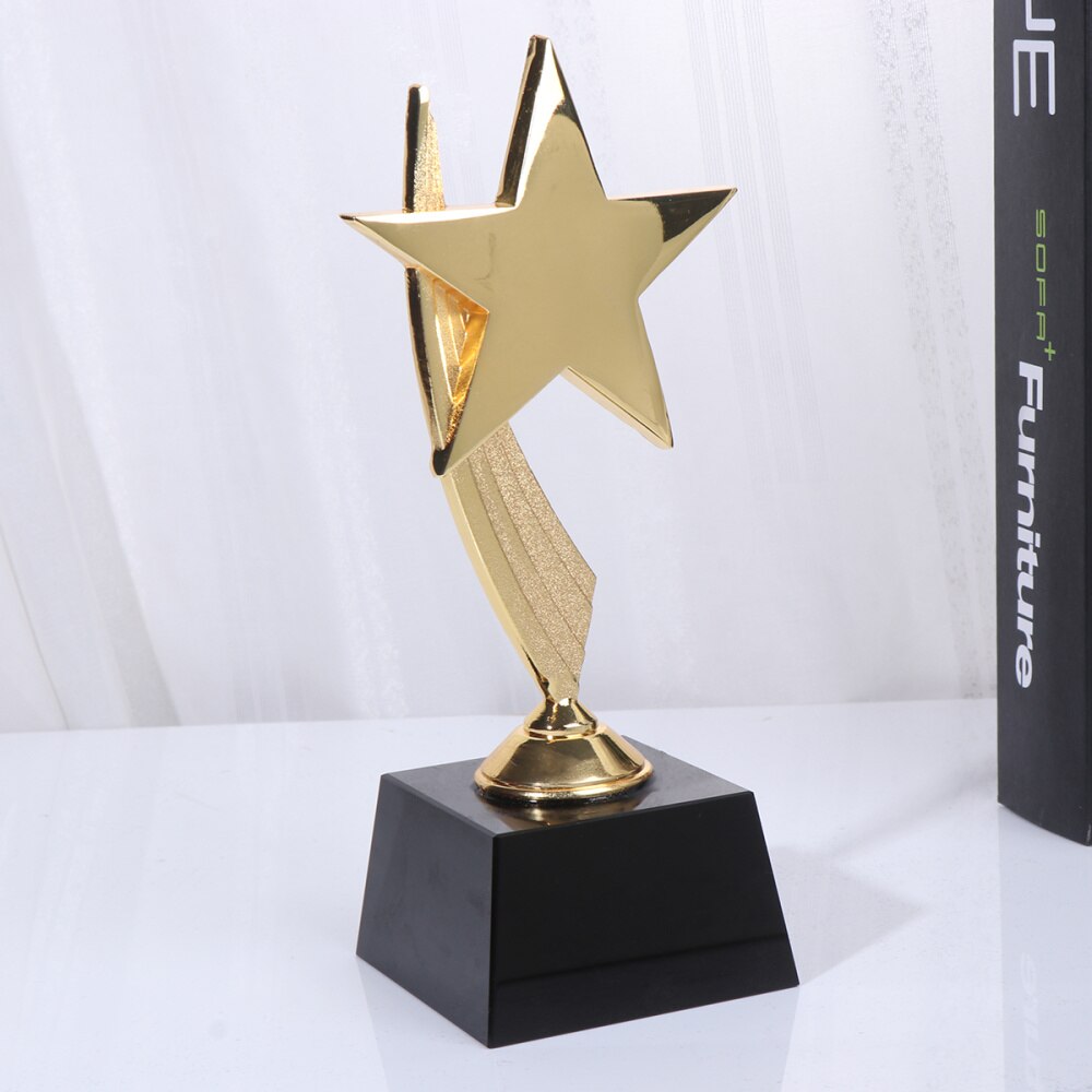 1PC Golden Star Award Trophy Resin Reward Prizes Decor Awards Trophy for Sports Competition Games