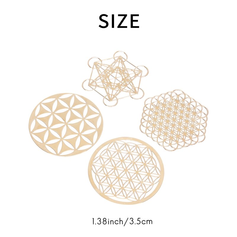 4Pcs/Set Metal Energy Decor Sticker Flower Of Life