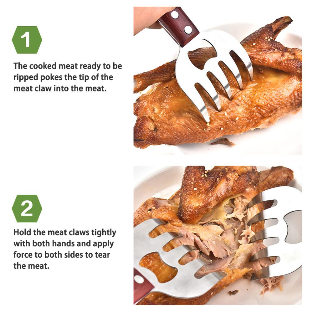 SONGLI 2 Pieces Meat Claws Meat Remover BBQ Pulled Pork Meat Shredder Bear Claws Stainless Steel Meat Handler