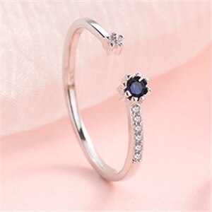 Combination Love Moon Rings Blue Crystal Stackable Engagement Wedding Rings Set For Women Friends Jewelry: Blue Stone Style 1pc