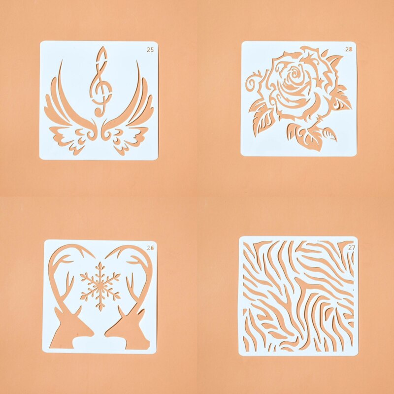 Flexible Plastic Walls Stencil Kids Painting Decor Stencils For Diy Scrapbooking Art Albums Diary Stamp Paper Cards Crafts 13cm
