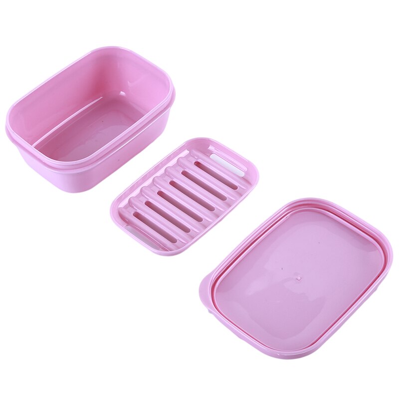 Mydelniczka mydelniczka podwójna warstwa ręcznie robiona mydelniczka podróżna przenośna mydelniczka z pojemnikiem na odpady: różowy