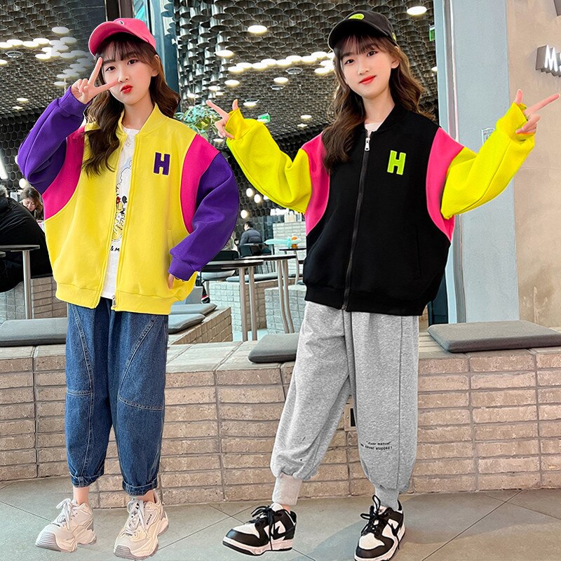 Chaqueta deportiva de para niña, ropa de béisbol para niño, abrigo activo escolar para adolescentes de 5 a 14 años, novedad de primavera