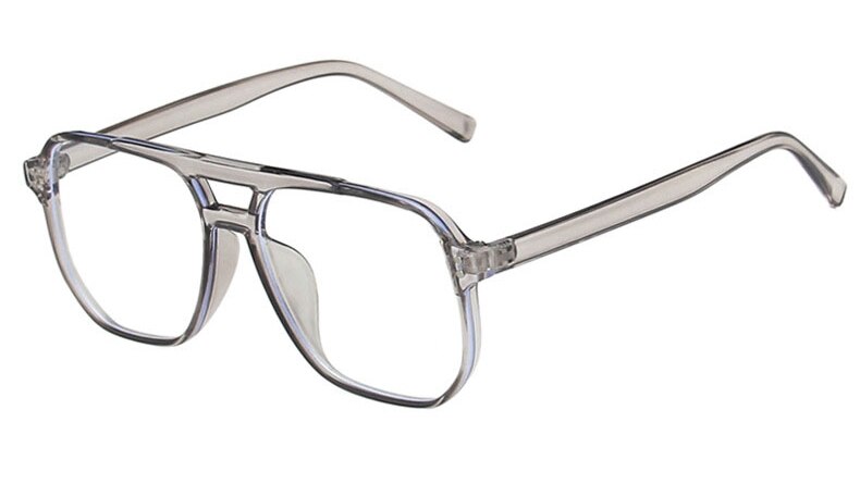 Montura de gafas de doble puente de gran tamaño para mujer, anteojos de piloto Vintage antiluz azul, montura óptica para ordenador: Gray