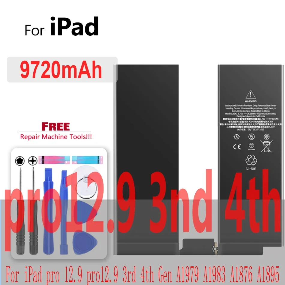 Tablet-Akku für iPad 5 Air 1 A1474 A1475 A1893 für iPad 6 Air 2 A1566 A1567 Mini 1 2 3 4 5 Pro 9,7 10,5 12,9 2. 3. Batterie: YELLOW