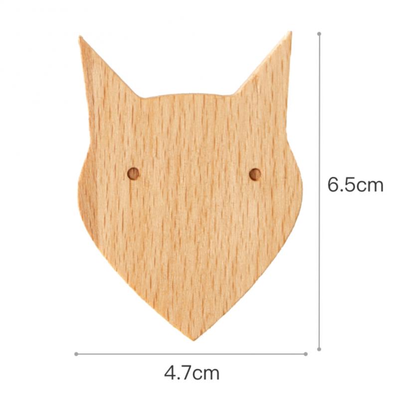 Nordic Style Wood Animal Hook Natural Oak Cute Cartoon Home Decor Door Wall Hook Key Holder Multi Function Modern Storage Hanger: fox
