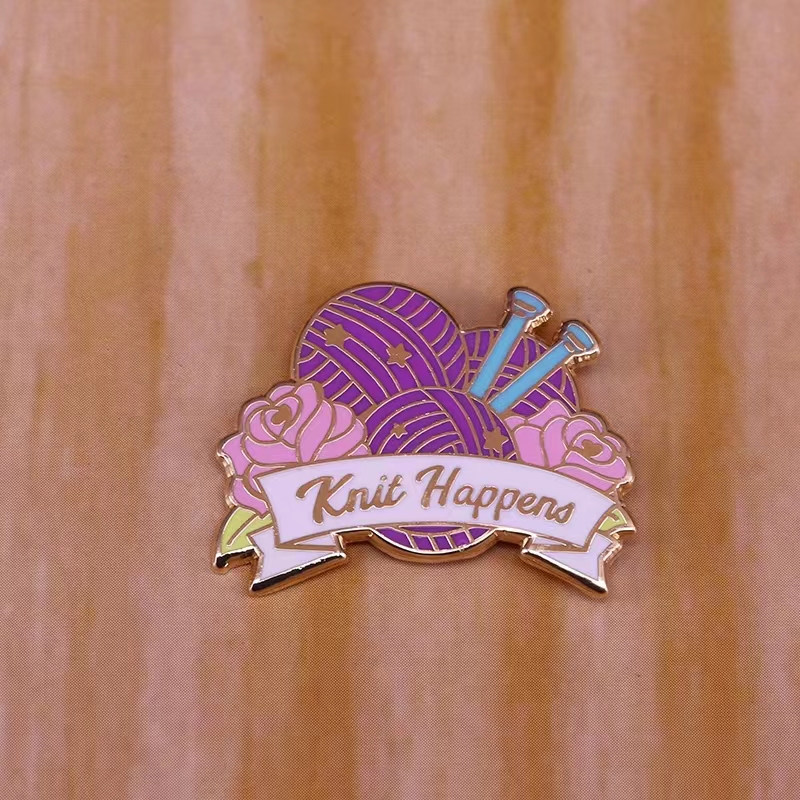 Broche en tricot pour femmes, Badge en fil d'art en émail, broche pour pull, chemise, manteau, sac à dos, accessoires de bijoux mignons: Plaqué de cuivre antique