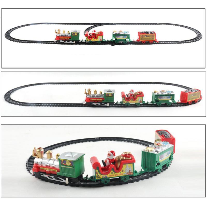 Kerst Elektrische Trein Mini Kerstman Rail Auto Gebouw Speelgoed Creatieve Kerstboom Xmas Decor Kid Speelgoed
