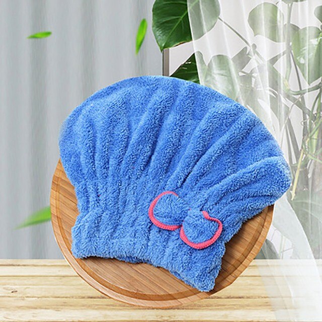 Asciugacapelli asciugatura rapida asciugamano bagno asciugatura rapida capelli turbante asciugamano asciugamano avvolgere turbante testa cappello panino asciugamano doccia attrezzo da bagno: blu