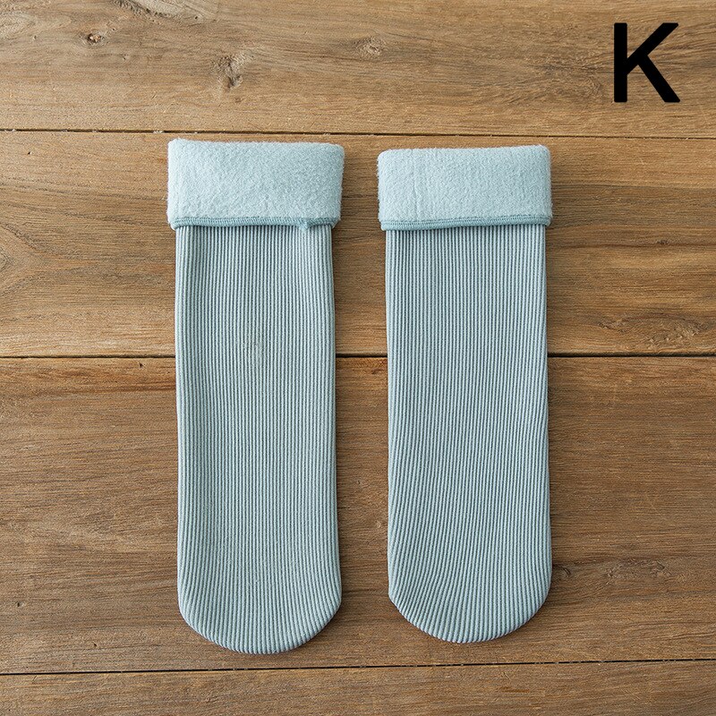 Calcetines térmicos gruesos de felpa para hombre y mujer, medias de terciopelo de Color sólido, para la nieve, para Otoño e Invierno: K