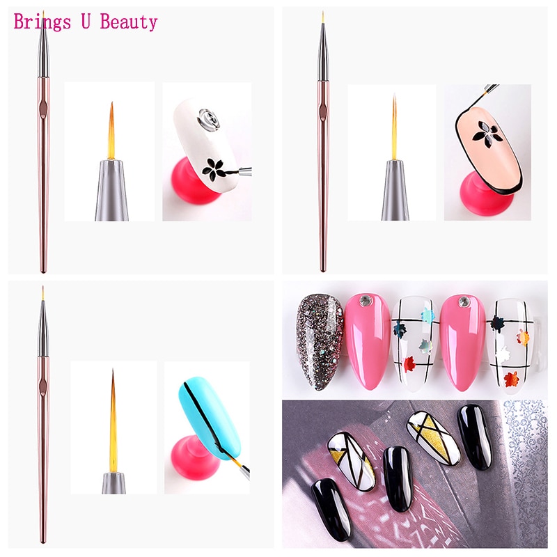 3pcs Nail Art Drawing Striping Liner Pen Brush DIY Painting Flower Drawing Lines Set Manicure Nails Home Use