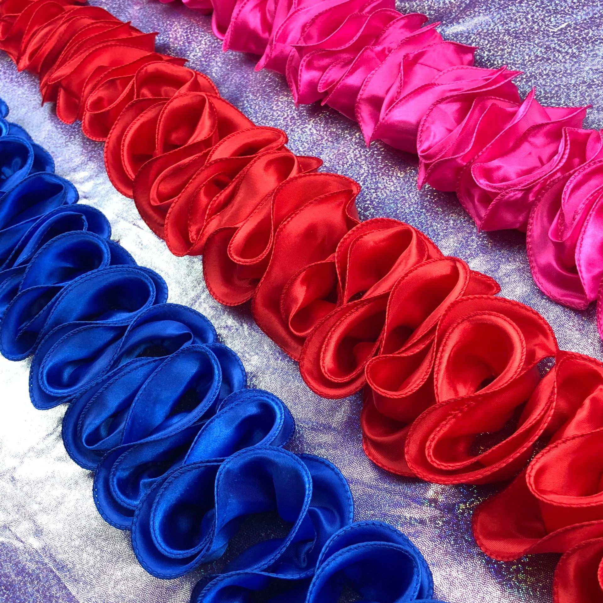 2 yards rød hvid kongeblå chiffon plisseret blondekant flæsede stof dansekjole nederdel tilbehør hovedbeklædning dekorationsmaterialer