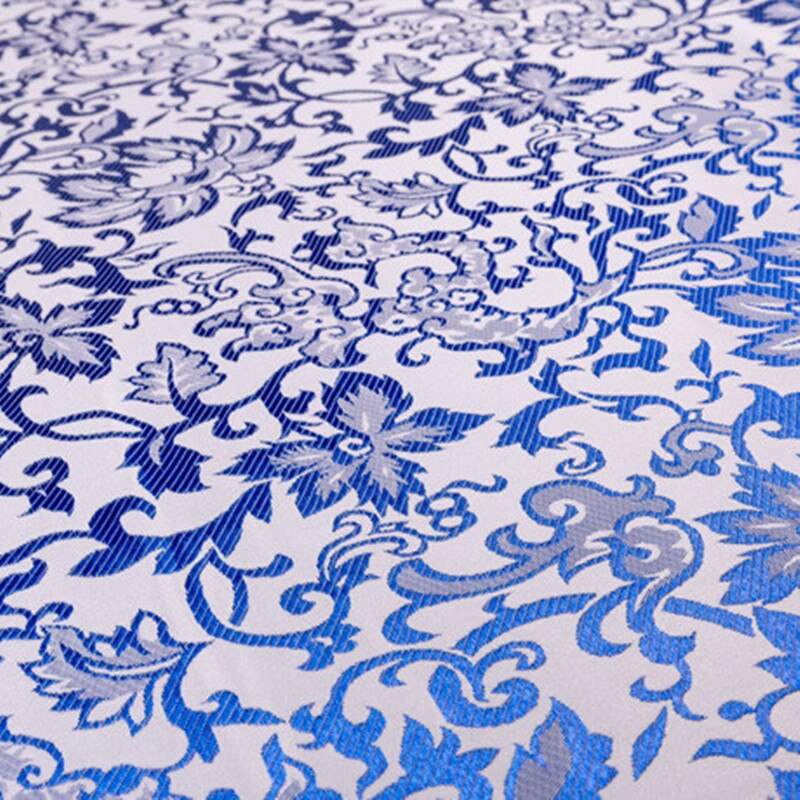 1 Yard Blue and White Porcelain Polyester Jacquaral Dress Fabric Chinese Traditional Silk Brocade Fabric Cheongsam Clothing