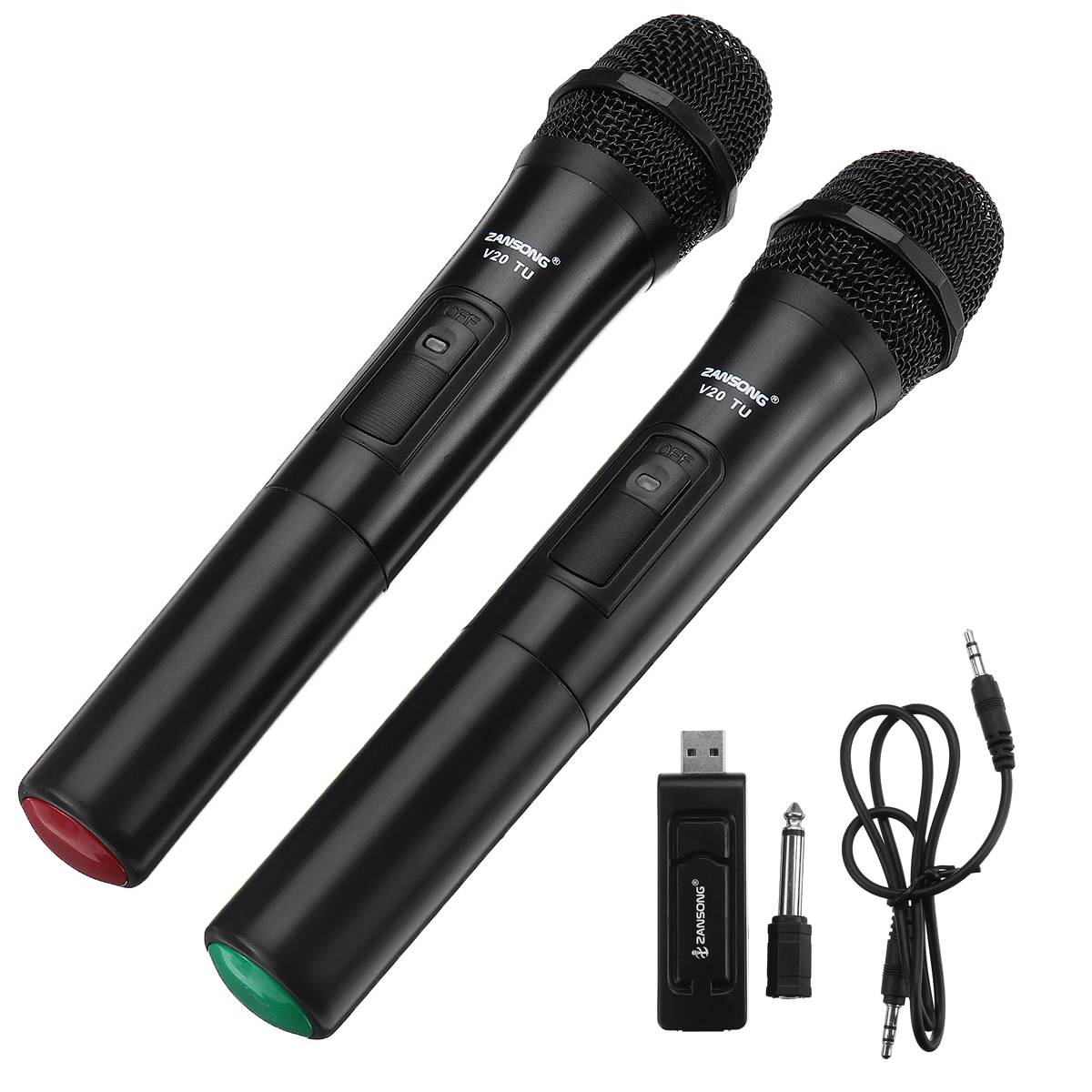2PCS UHF USB 3.5mm 6.35mm Wireless Microphone Megaphone Handheld Mic with Receiver for Karaoke Speech Loudspeaker
