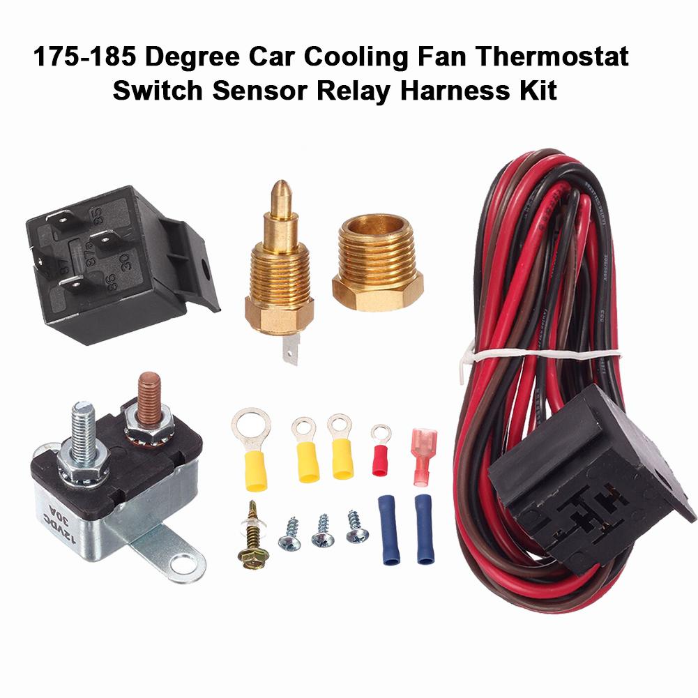 Fan Cooling Mounting Accessories Degree Car Cooling Fan Thermostat Switch Sensor Relay Harness Kit