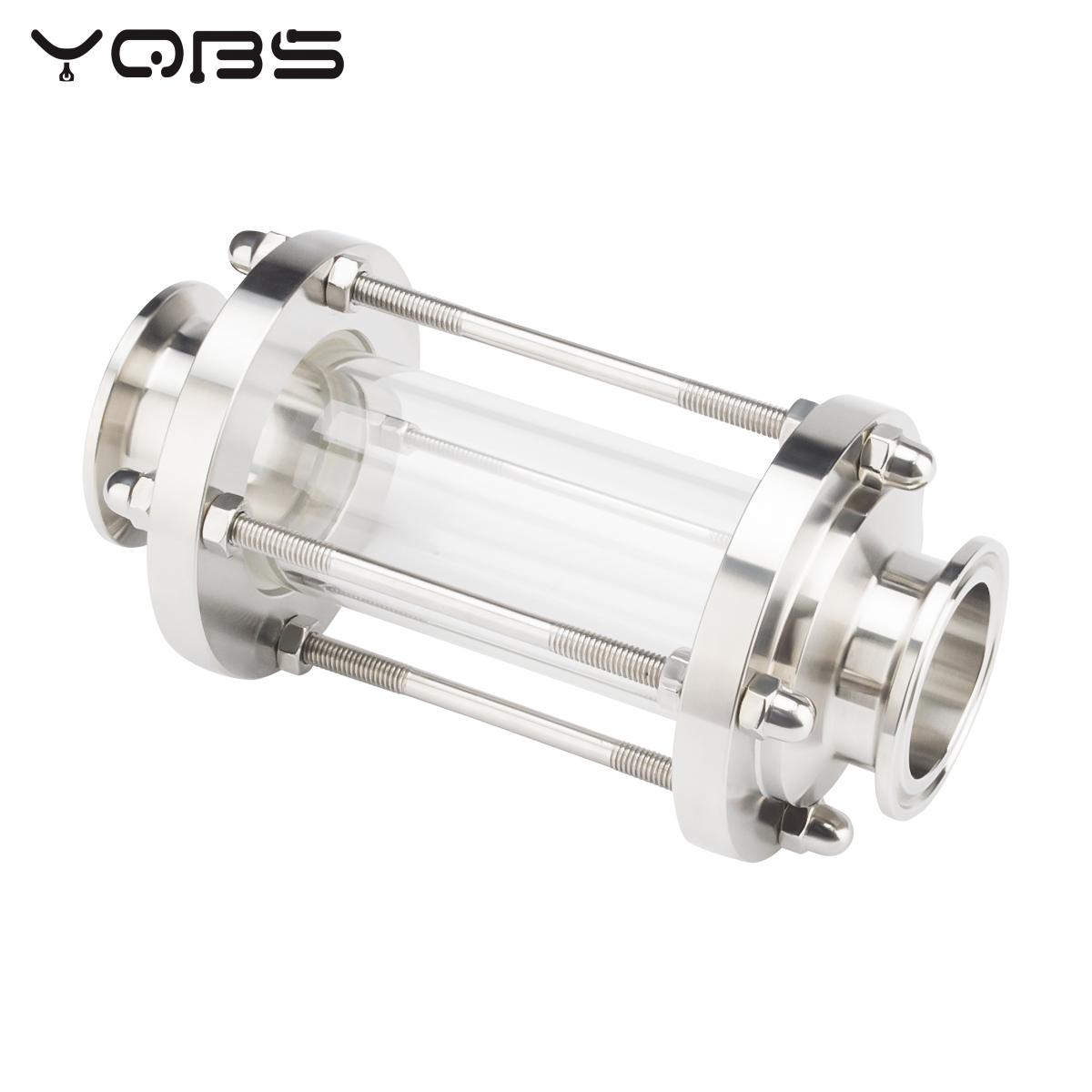 Dioptrías de cristal de flujo sanitario YQBS, ajuste de 1,5 ", triple abrazadera, tubo de 38mm OD SUS 304, acero inoxidable para producto de diario casero