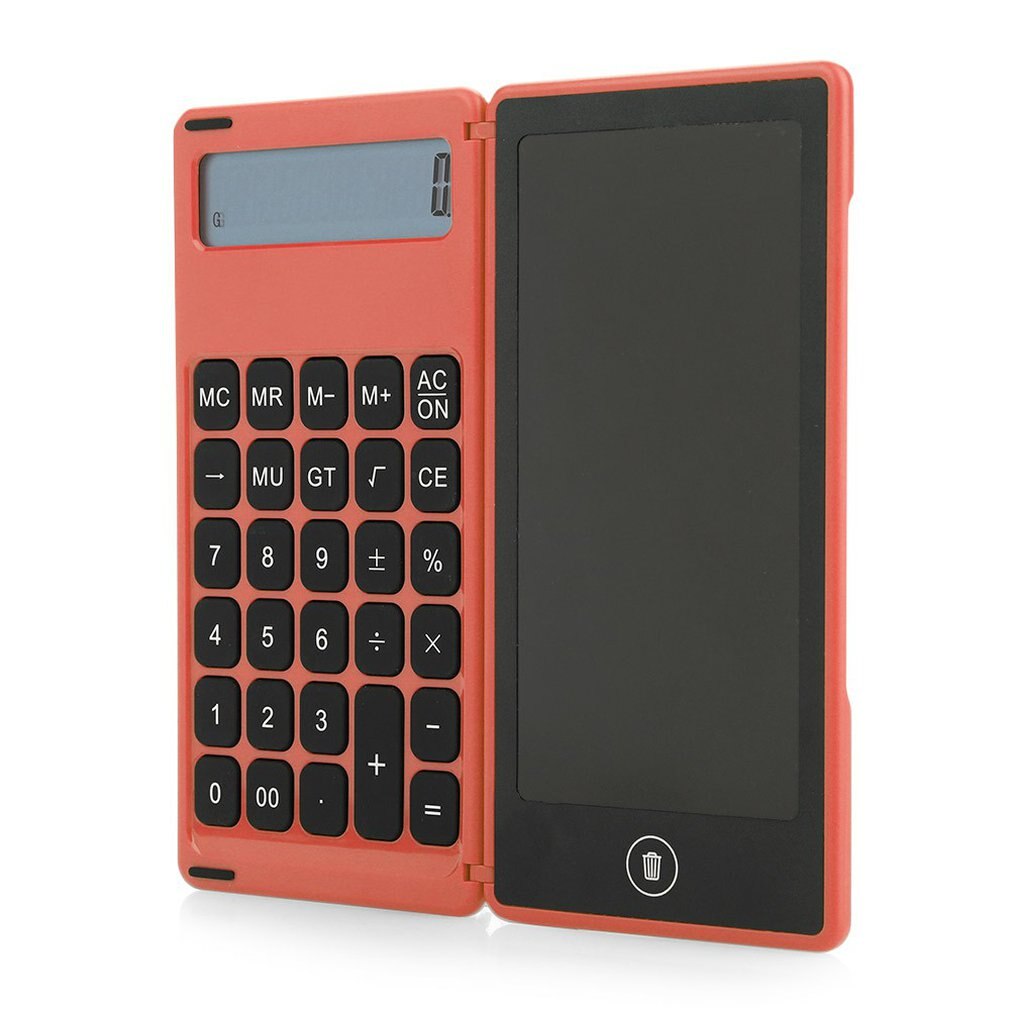 Three Generations Of Folding Calculator 6 Inch LCD Liquid Crystal 12 Digit Display Folding Ultra-thin Writing Board: red