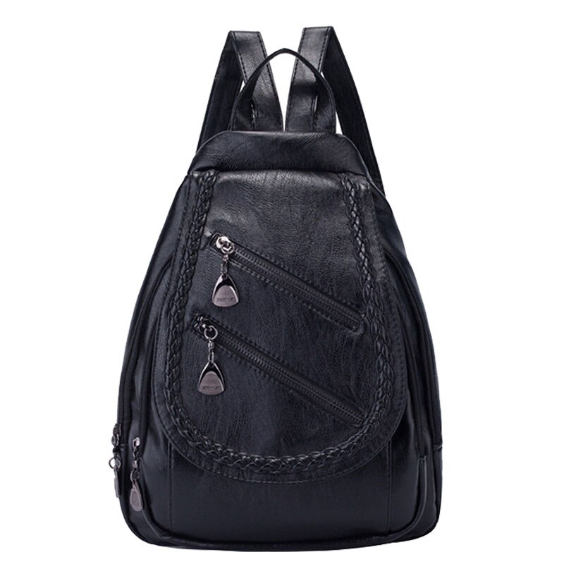 Vrouwen Leren Rugzak Vrouwen Studenten Schooltas Grote Rugzakken Multifunctionele Reistassen Mochila Dames Bagpack B9385: Black