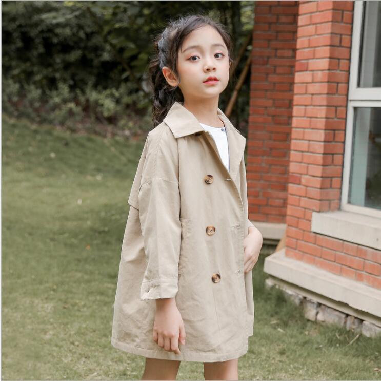 Kaki Meisjes Trenchcoat Lente Herfst Kinderen Jassen Meisjes Mode Kleding Hoogwaardige Bovenkleding Meisjes Jas 3 Te 14 Jaar