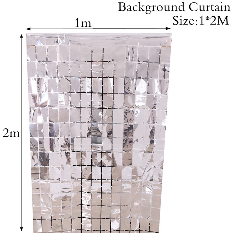 1X2M Gold Background Curtain Sequin Backdrop Wall Decor Wedding Birthday Baby Shower Christening Graduation Backdrop Anniversary: Silver