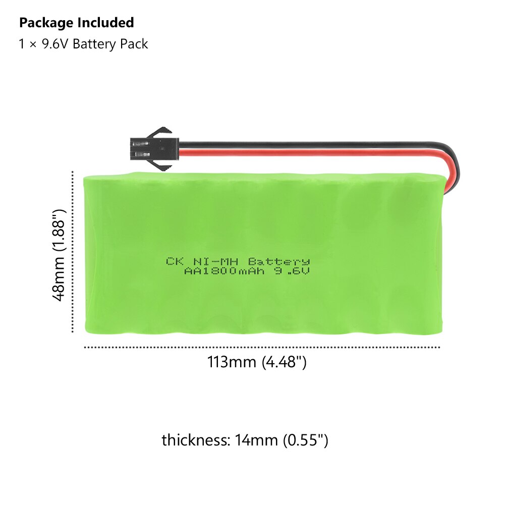 9.6V 1800mAh 8*AA Rechargeable Ni-MH Battery Pack Group With SM-2P/L6.2 Connector Rechargeable Ni-MH AA 9.6V Battery Group: SM plug
