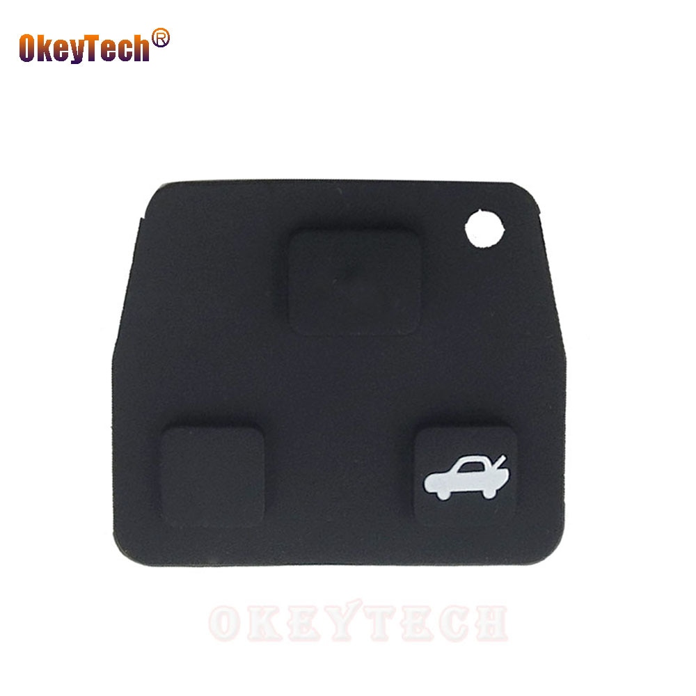 Okeytech 2 Pcs 3 Knop Auto Remote Entry Key Fob Black Silicon Rubber Pad Vervanging Voor Toyota Avensis Corolla lexus RVA4