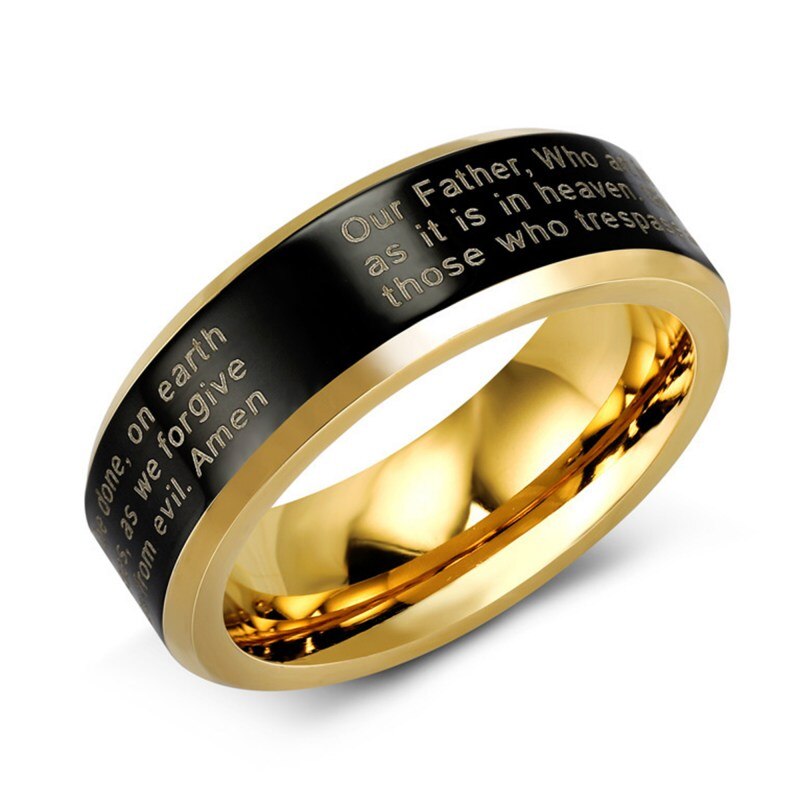 Rvs Cross Ring Alfabet Bijbel Gebed Vinger Ring Mannen Amulet Sieraden Voor Jezus Katholieke Christelijke Gelovigen Dior: A1 / Caliber 18.4mm