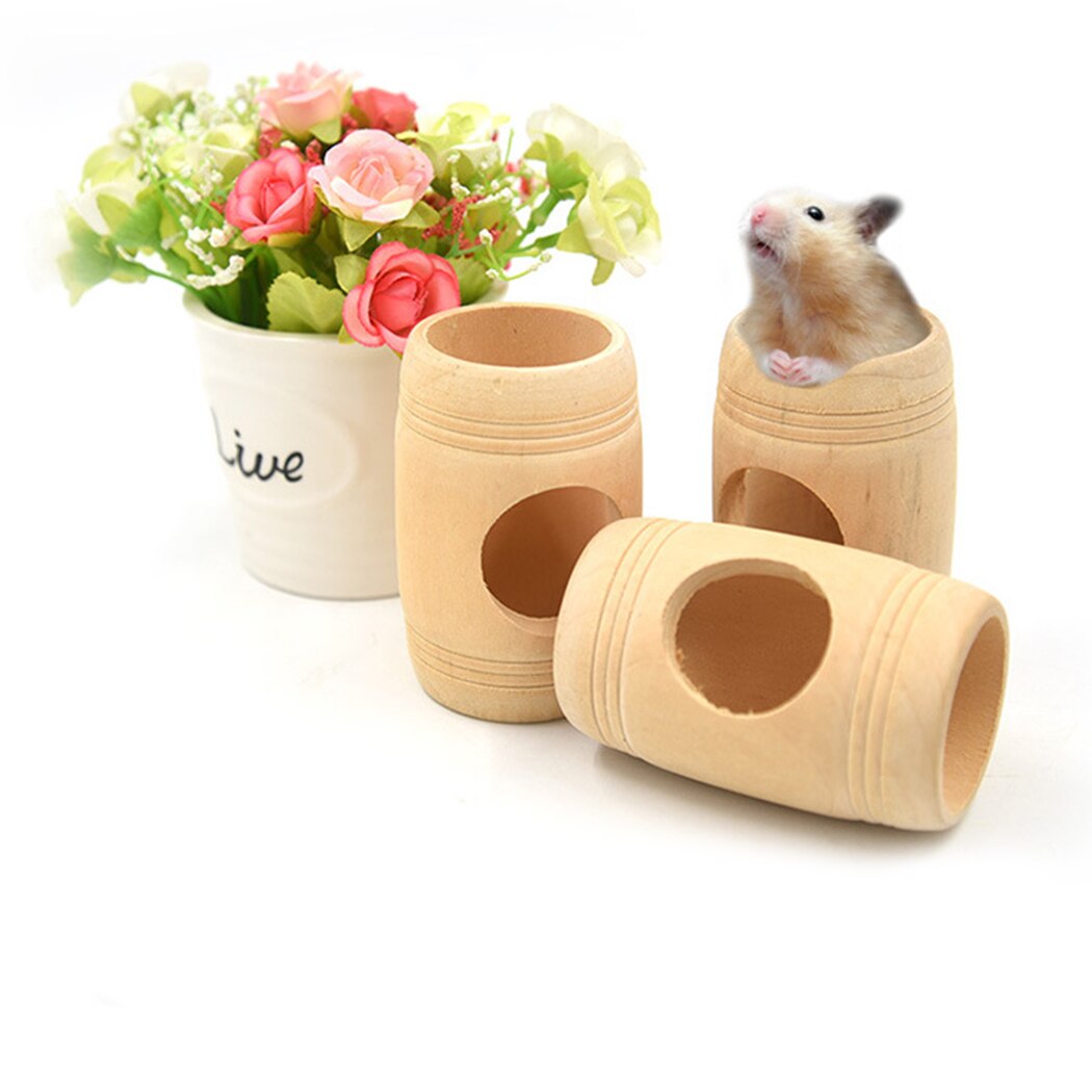 Photo inspiration: Gallery Detail: 3Pcs Hamster Tunnel Toy Wooden Bucket Shape Hamste