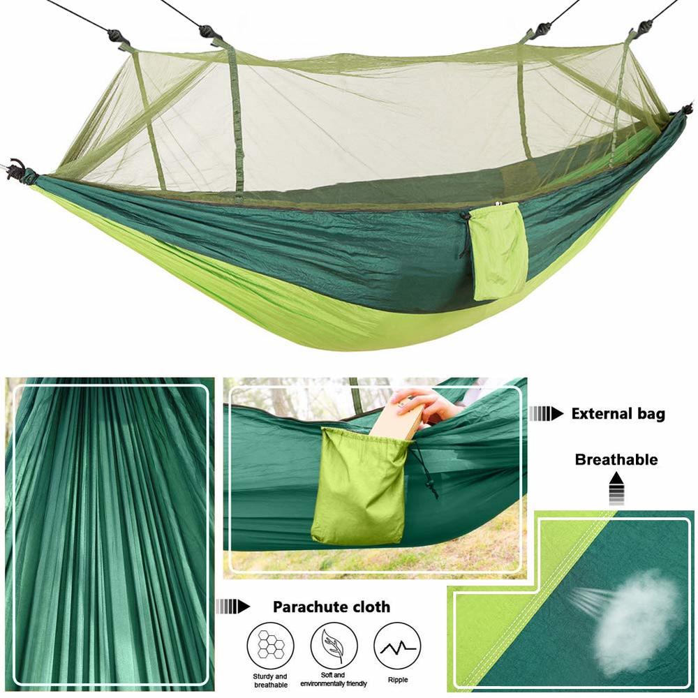 Rede de acampamento parachute mosquiteiro rede hammock portátil dupla pessoa pendurado dormir cama