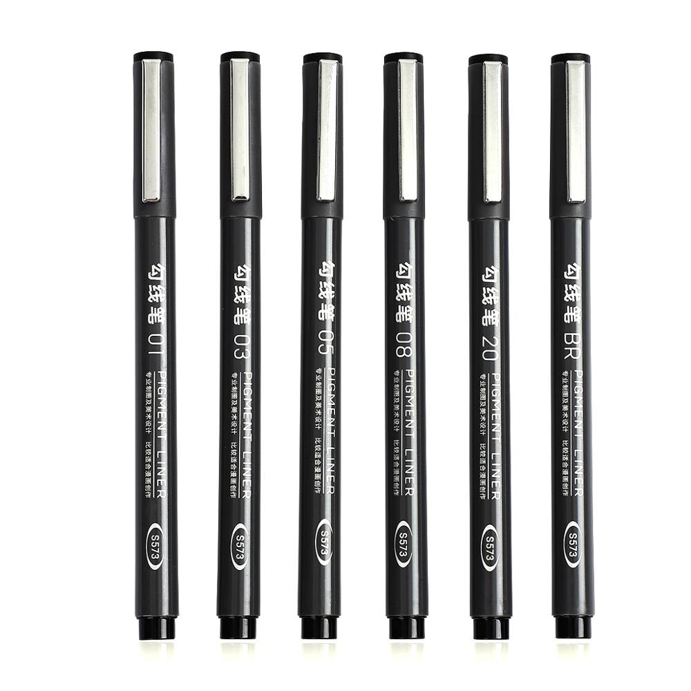 JIANWU 6pcs/set Black Fineliner Sketching Pens Drawing Art Marker Pens For Hook Line Painting Pen Painting supplies