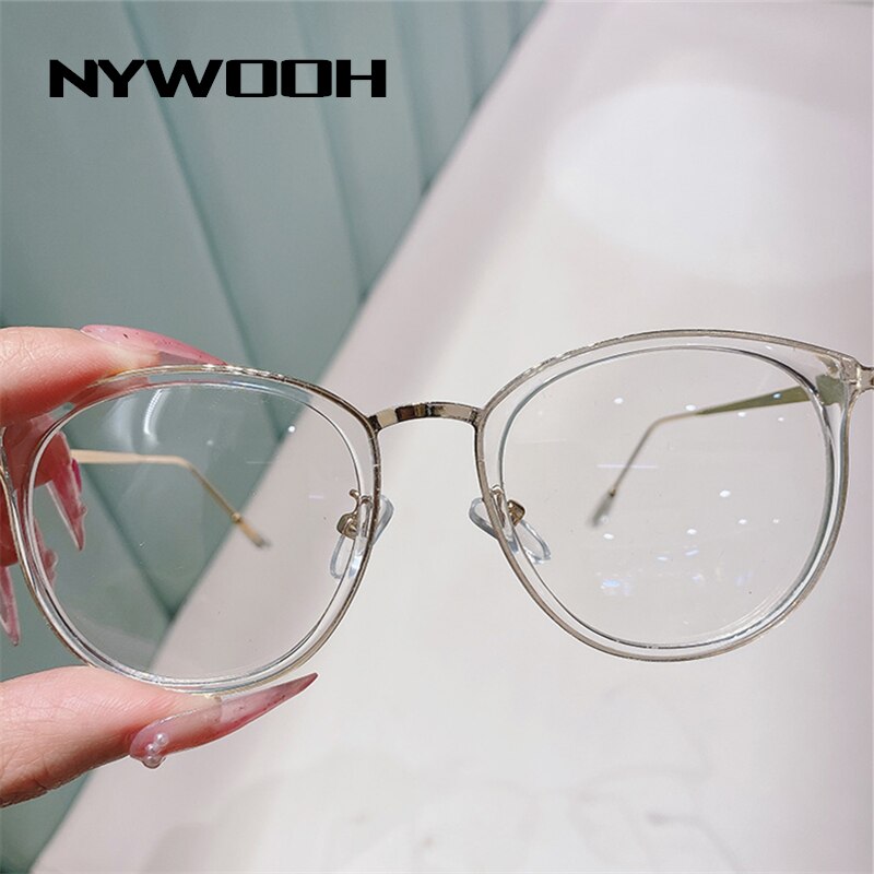 NYWOOH-monturas para gafas de sol transparentes para hombre y mujer, lentes ópticas redondas transparentes, monturas para Miopía