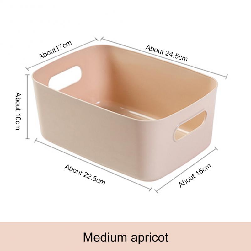 Storage Basket With Handle Cosmetic Storage Box Desktop Sundries Plastic Organizer Household Makeup Kitchen Storage Container: Apricot M