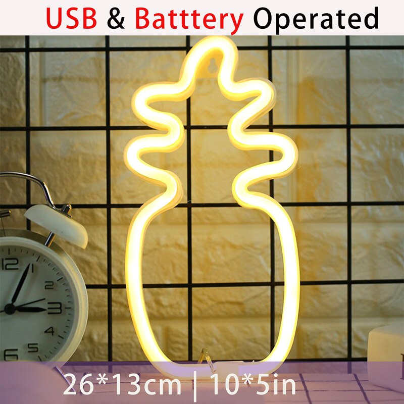 Panneau lumineux de guitare 3D néon LED, lampe Usb, décoration artistique pour la maison, la maison, le Bar, le Pub, l'hôtel, la plage: Pineapple