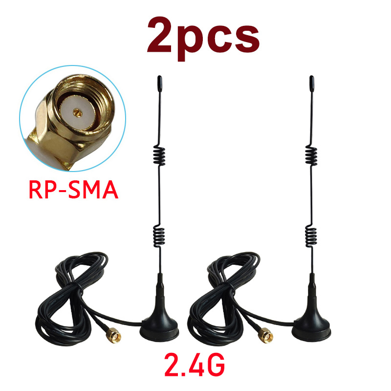 2.4Ghz Wifi Antenna SMA Male FEMALE RP-SMA 5dbi 2.4G IOT antena magnetic base Sucker antenne 3 meters extension cable wi-fi: 2PCS SMA FEMALE
