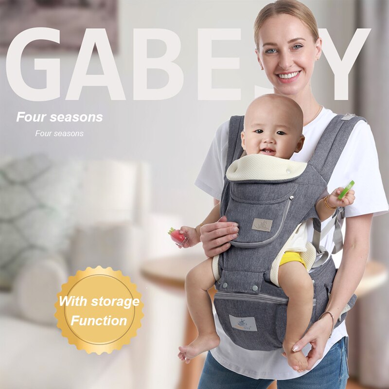 Gabesy-mochila portabebés ergonómica para bebé, portabebés, mochila frontal, taburete de cintura, bolsa de almacenamiento para bebé de 0 a 36 meses
