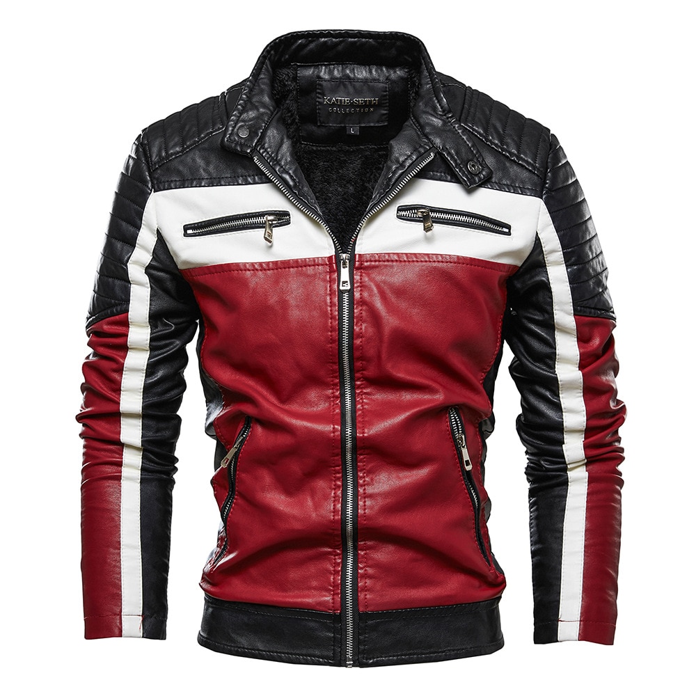 Mænd gul læder jakke patchwork biker jakke mænd afslappet lynlås frakke mænd motorcykel jakke slim fit pelsforet outwear frakke
