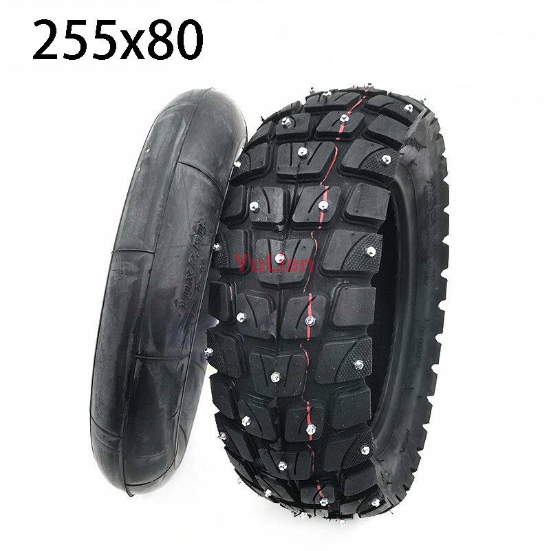 255 x 80 snö- och isdäck för speedal grace 10 zero 10x kugoo  m4 pro-däck 10 x 3 tum offroad-ytterdäck elektrisk scooter: Slang och däck b