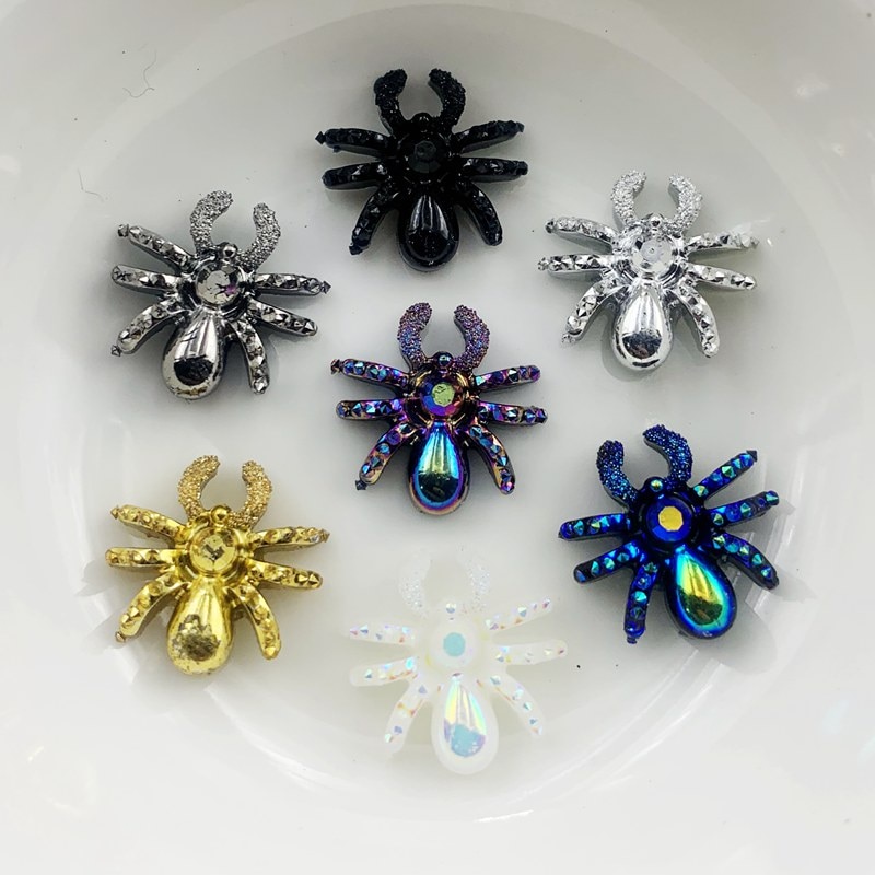 30Pcs Resin Spider Diy Decoratie Ab/Wit Rhinestone Spider Armour Sieraden Voor Oorbel Decoratie: 0-B58A