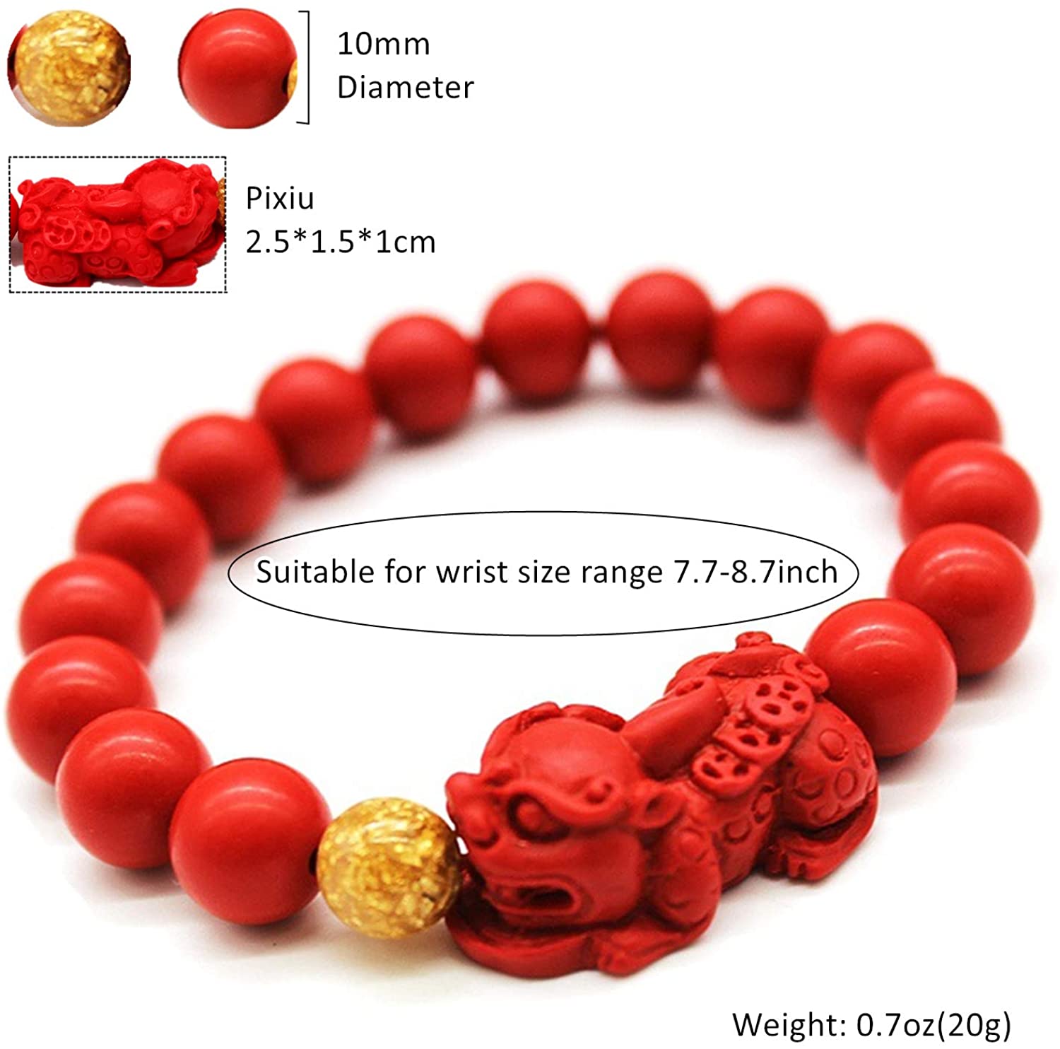 Pixiu Natürliche Stein Armband Männer Frauen Chinesischen Feng Shui Pi Xiu Roten Perlen Armband Gold Reichtum und Gute Glück Unisex armbänder